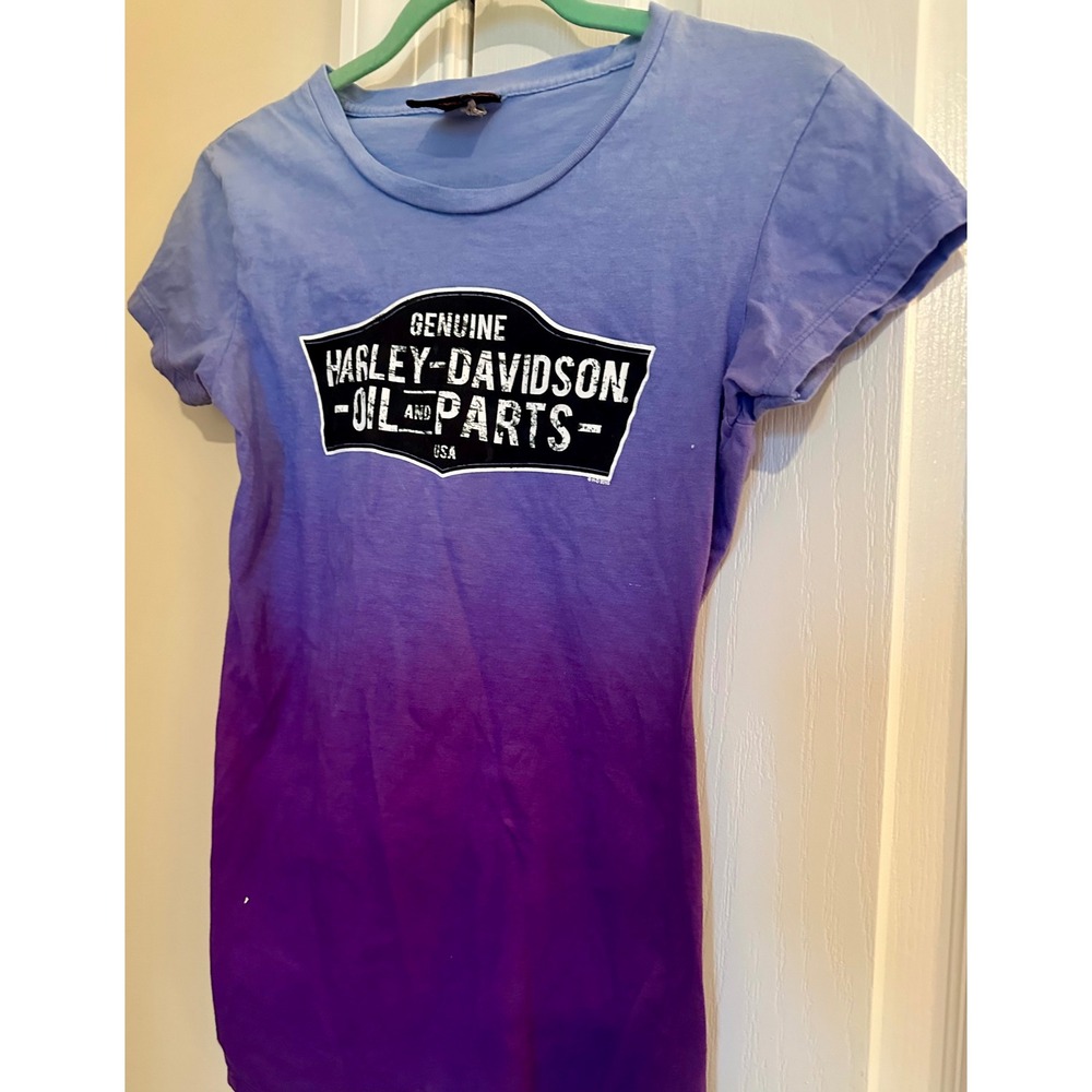 Harley-Davidson Womens Ombre Purple Blue T-Shirt Sturgis South Dakota Large USA
